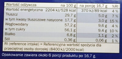 Schokolade Alpenvollmilch - Wartości odżywcze - pl
