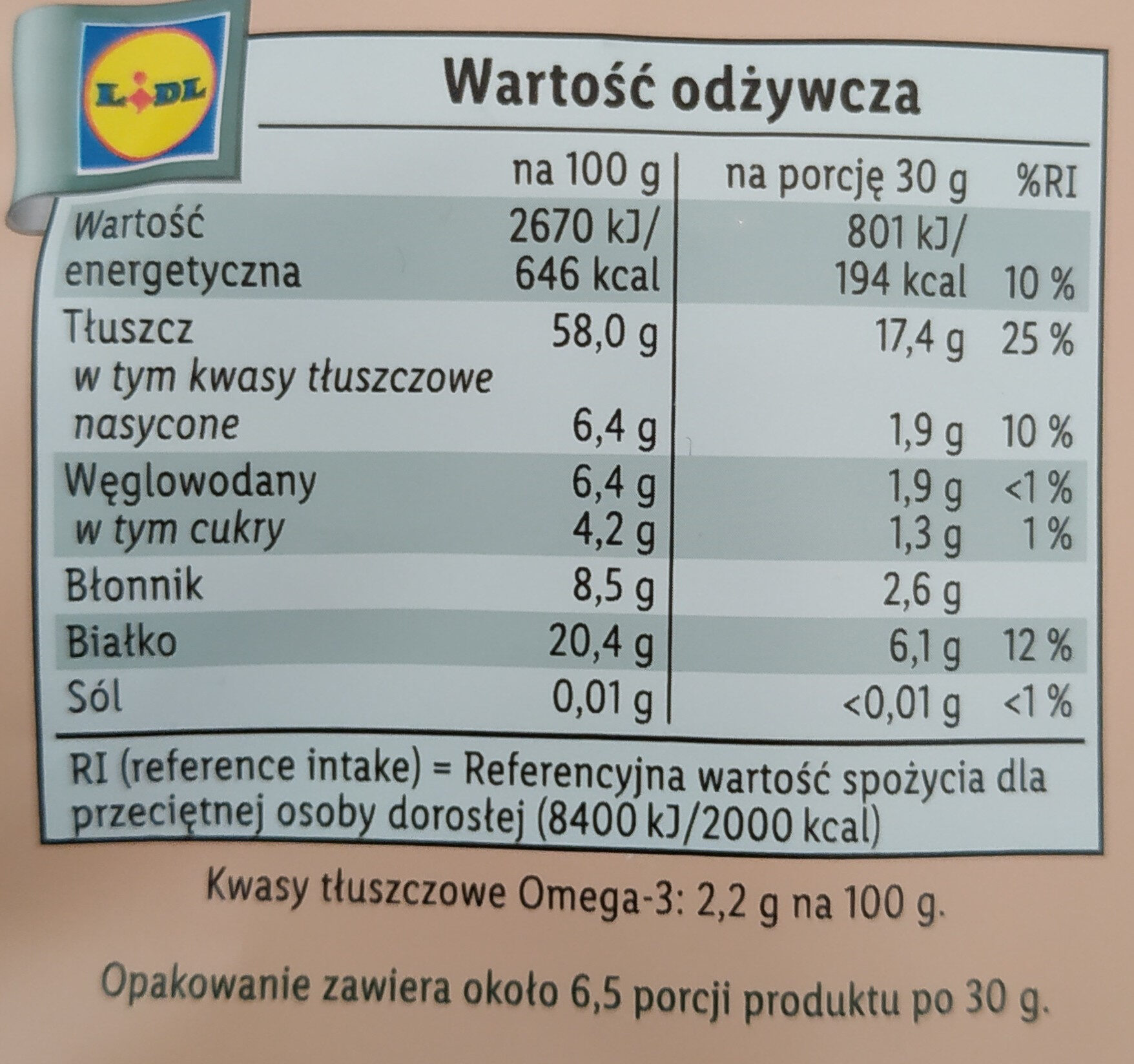 Mixed Nuts - Wartości odżywcze - pl