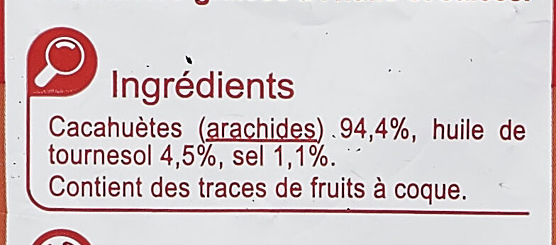 Cacahuètes Grillées Salées - Składniki - fr