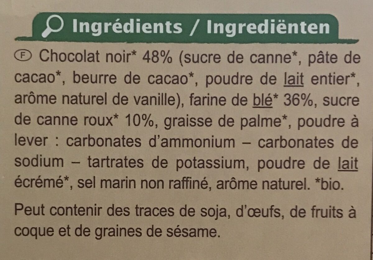 Biscuits chocolat noir - Składniki - fr