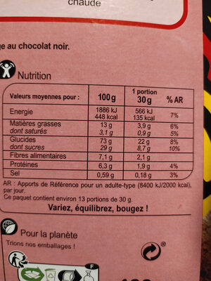 Crocks chocolat noir - Wartości odżywcze - fr