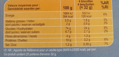 BISCOTTES Nature - Wartości odżywcze - fr