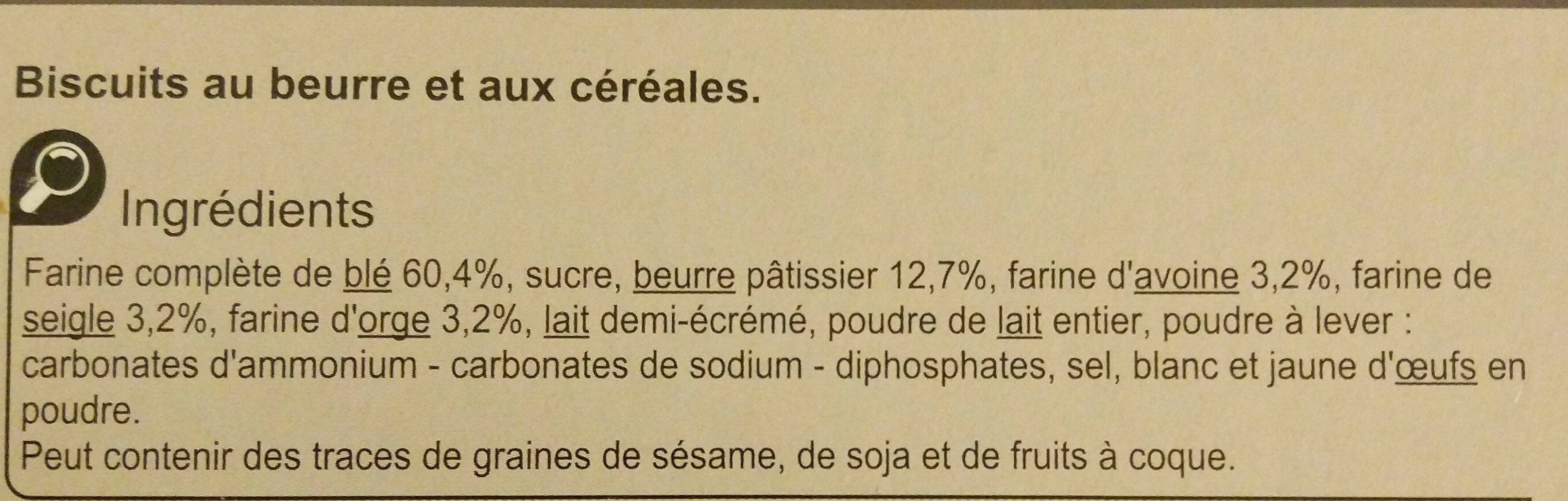 Petit beurre multi céréales - Składniki - fr