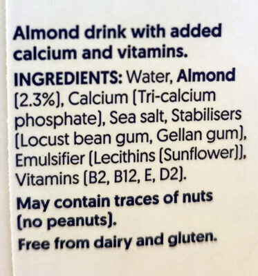 Almond no sugars - Składniki - en