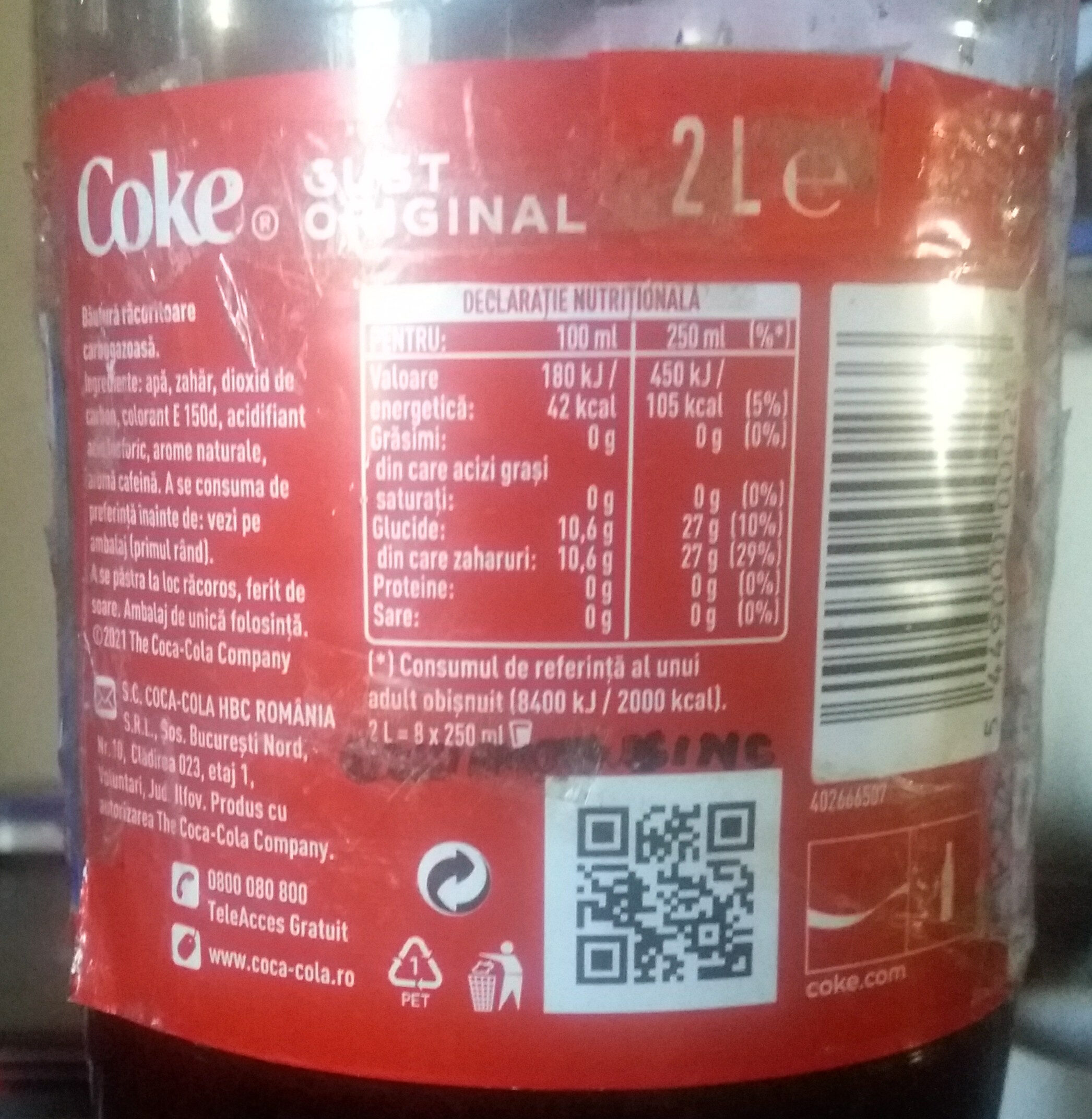 Coca Cola Gust Original - Wartości odżywcze - ro