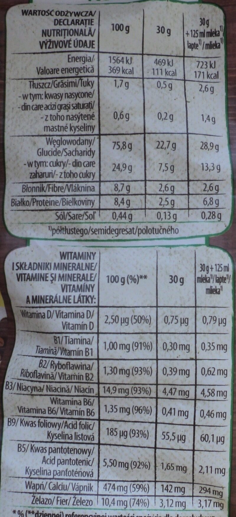 Cereali Nesquik - Wartości odżywcze - pl