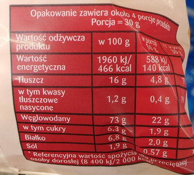 Chrupki o smaku keczupu - Wartości odżywcze - pl