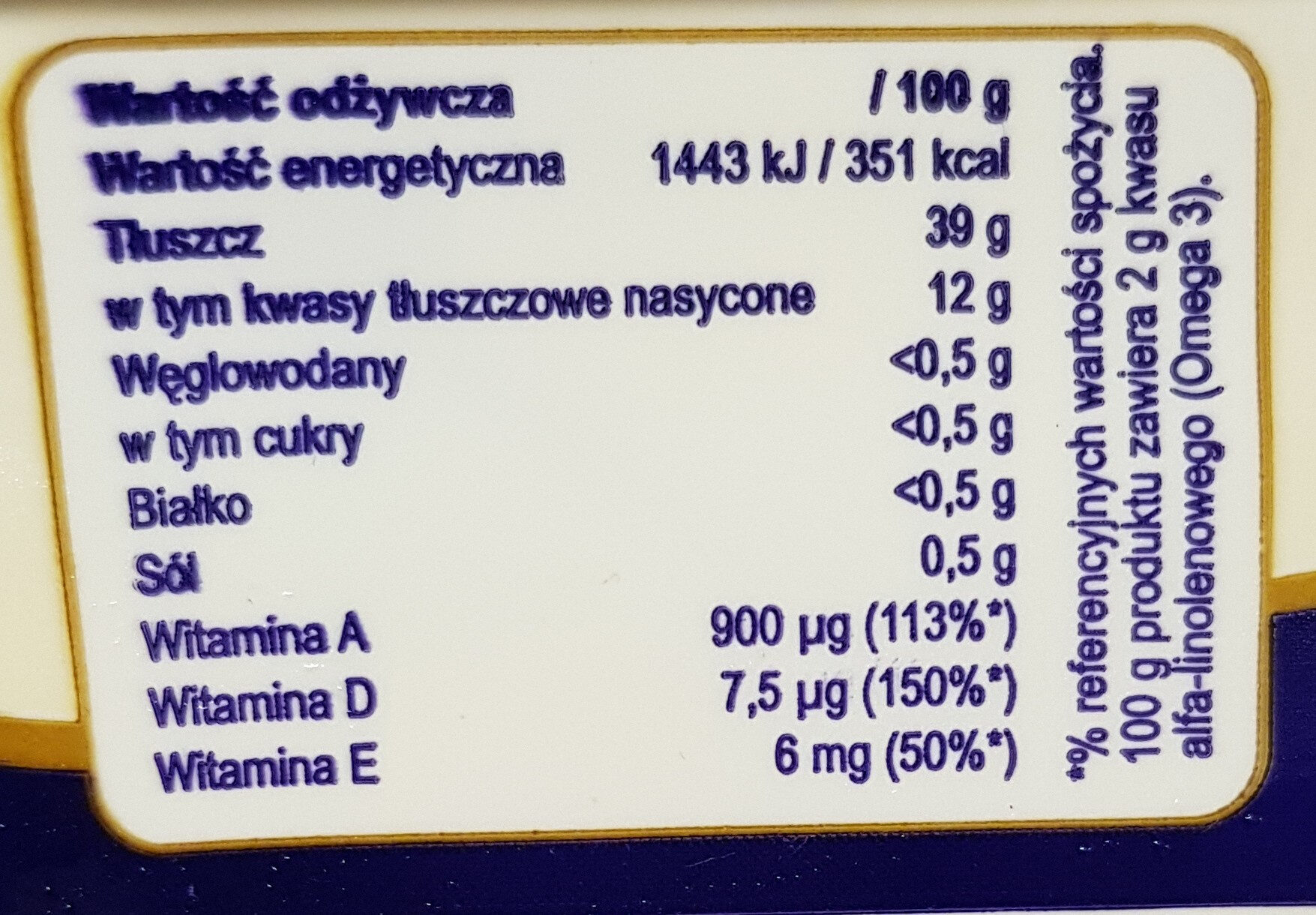 Smakowita maślany smak - Wartości odżywcze - pl