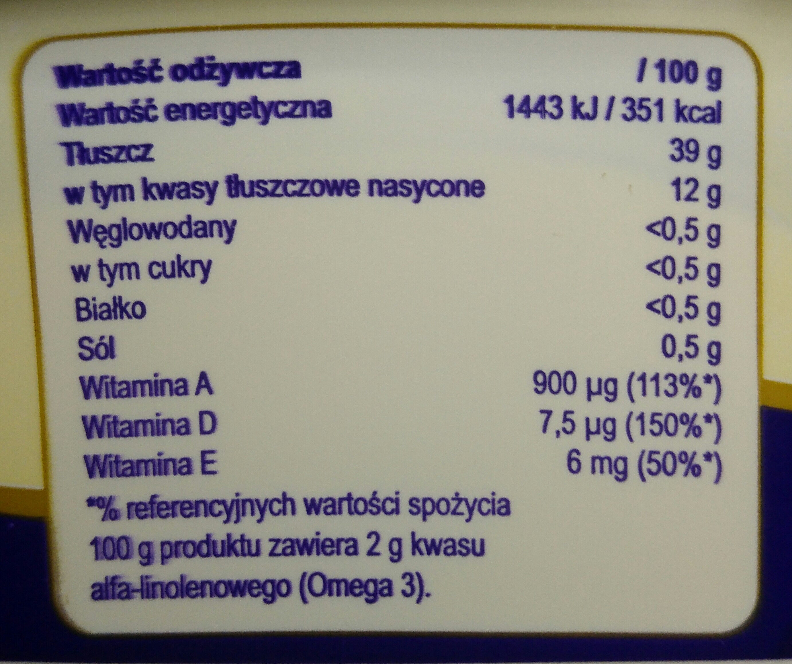 Smakowita margaryna półtłusta 39 % - maślany smak - Wartości odżywcze - pl
