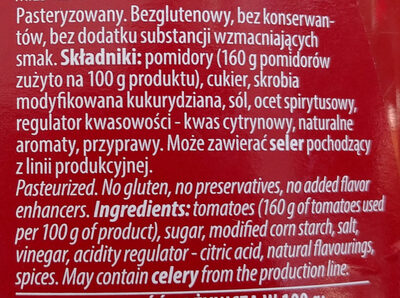 Ketchup mild - Składniki - pl