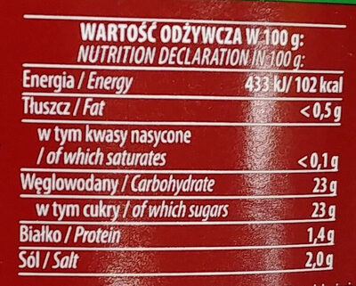 Ketchup mild - Wartości odżywcze - pl
