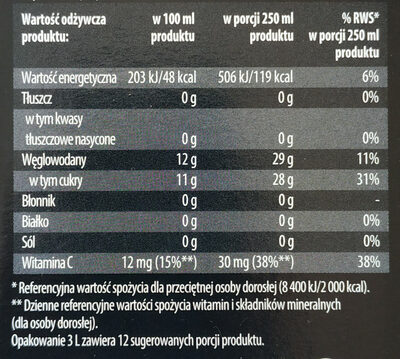 Sok Jabłko Winograno - Wartości odżywcze - pl