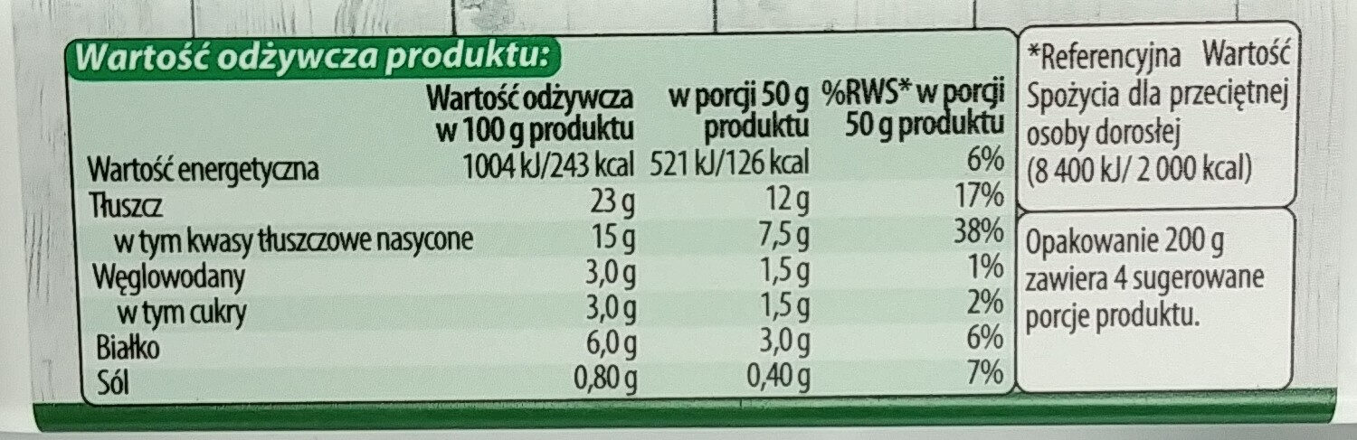 Serek śmietankowy - Wartości odżywcze - pl