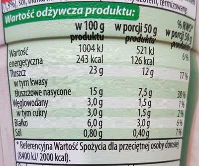 Serek śmietankowy z cebulą i szczypiorkiem - Wartości odżywcze - pl