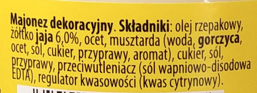 Winiary Mayonnaise Decorative - Składniki - pl