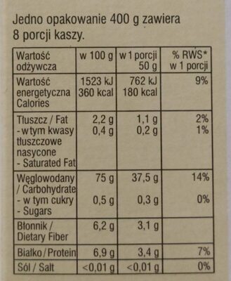Kupiec Gerstengraupen - barley groats - Wartości odżywcze - pl