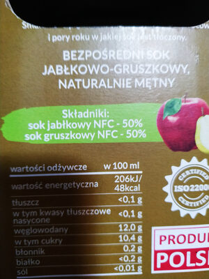 Bezpośredni sok jabłkowo-gruszkowy - Składniki - pl