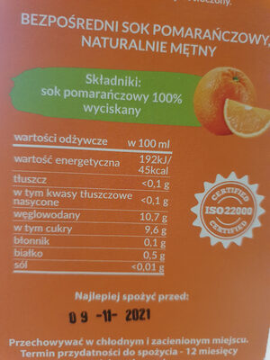 bezpośredni sok pomarańczowy - Składniki - pl