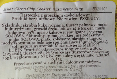 Choco chip cookies gluten free - Składniki - pl