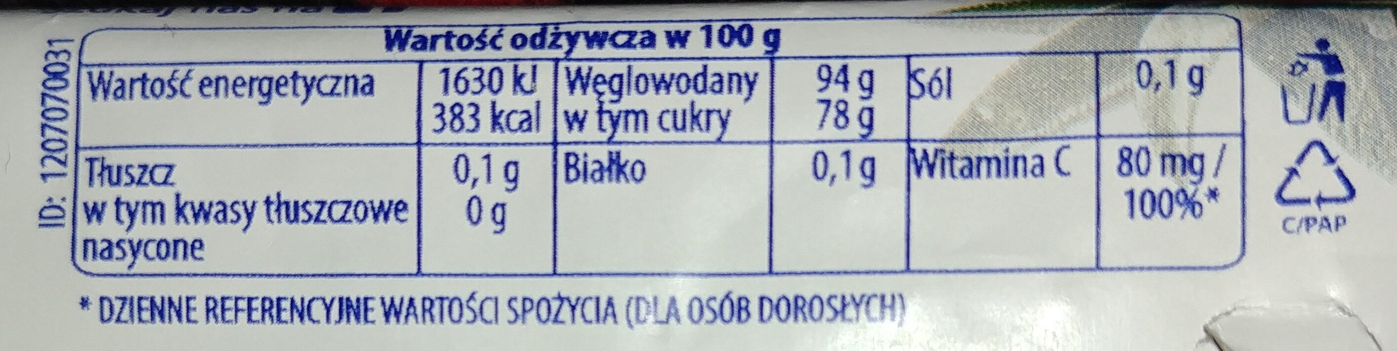 Nadziewane ziołowe cukierki z szałwią i Wit. C - Wartości odżywcze - pl